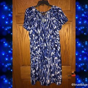 Dana Buchman Blue Abstract Print Dress Sz XL
